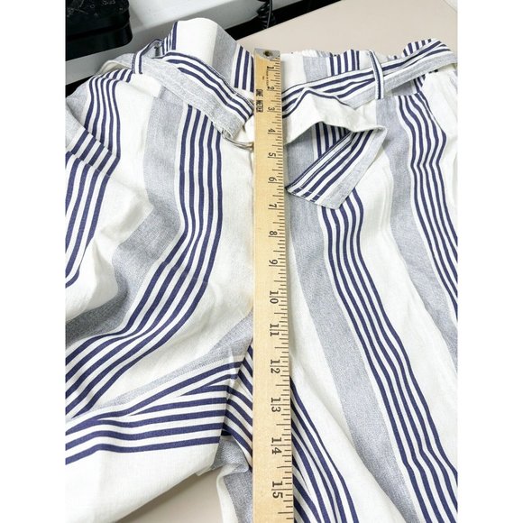 C EST 1946 Sz 18/20 Striped Wide Leg Belted Pants Linen/Rayon Blue White NWT - Picture 4 of 10